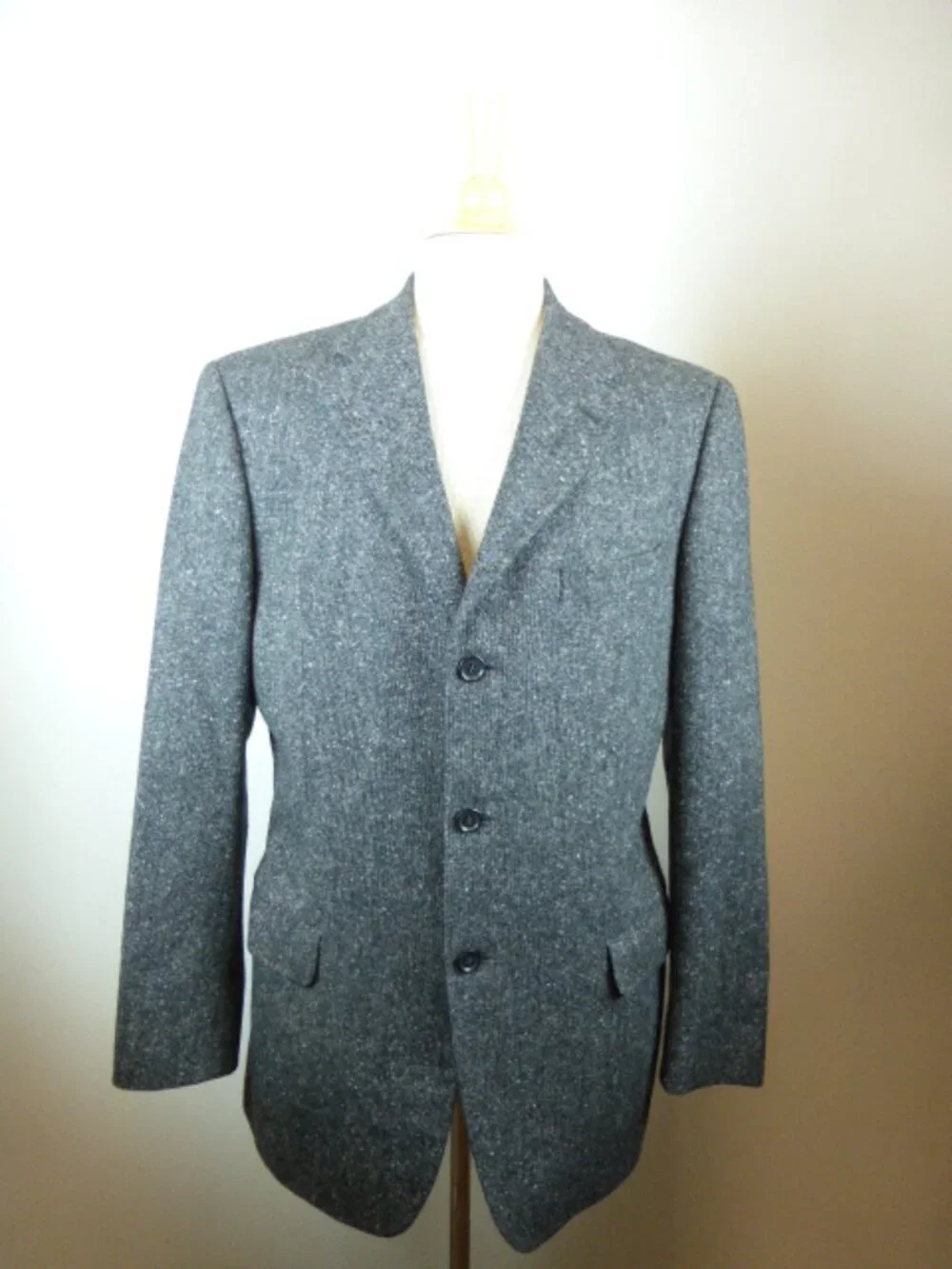 Vintage Zegna black tweed blazer i53 40